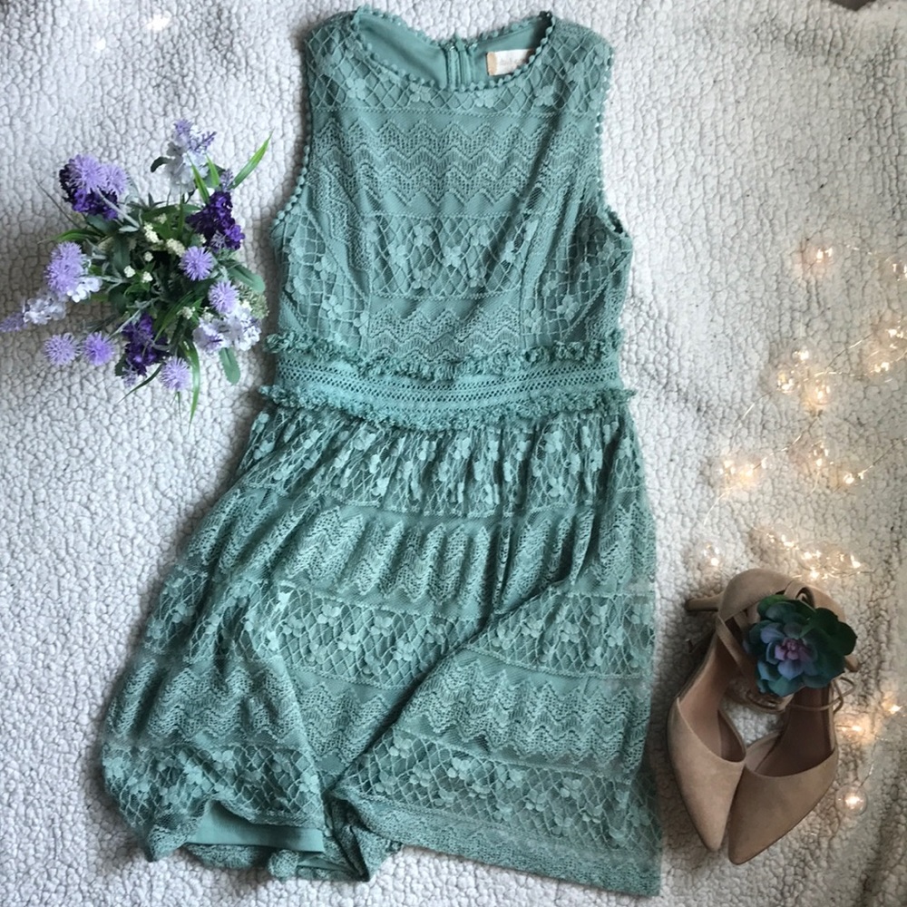 Altar’d State Aqua Lace Sleeveless Dress